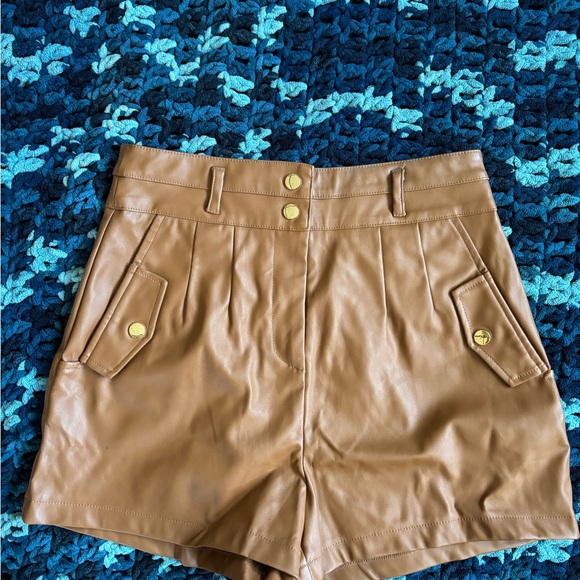 Mienne Pants - Tan Leather Women's Shorts